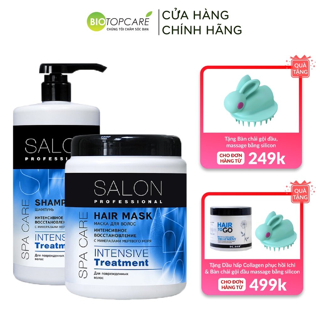 Cặp Dầu Gội Ủ Phục Hồi Chuyên Sâu Salon Professional Intensive Treatment 1000ml - BioTopcare Official - TN092