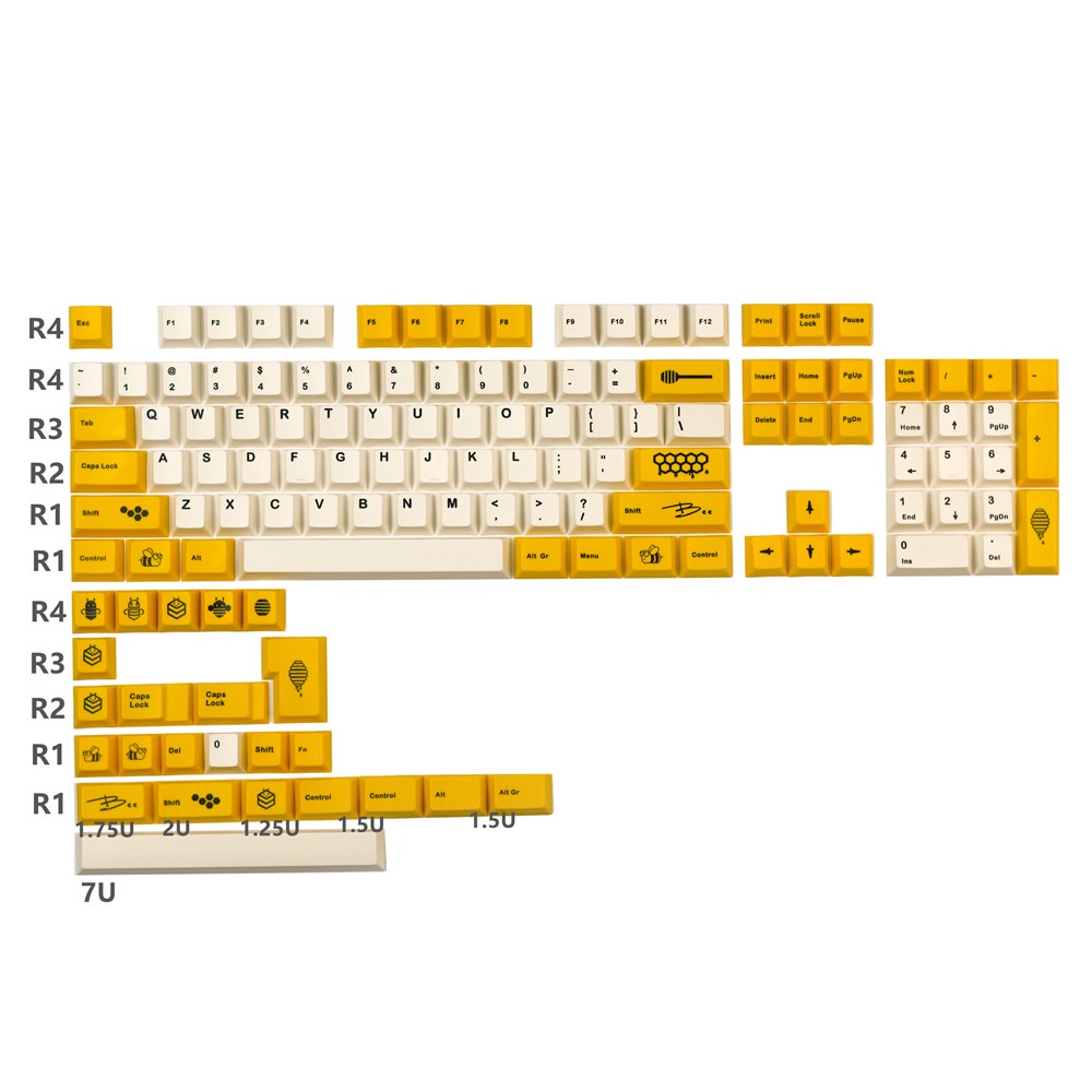 GMK ong keycaps, 124 phím keycaps Cherry Profile DYE-SUB Cá nhân hóa GMK Keycaps cho bàn phím cơ