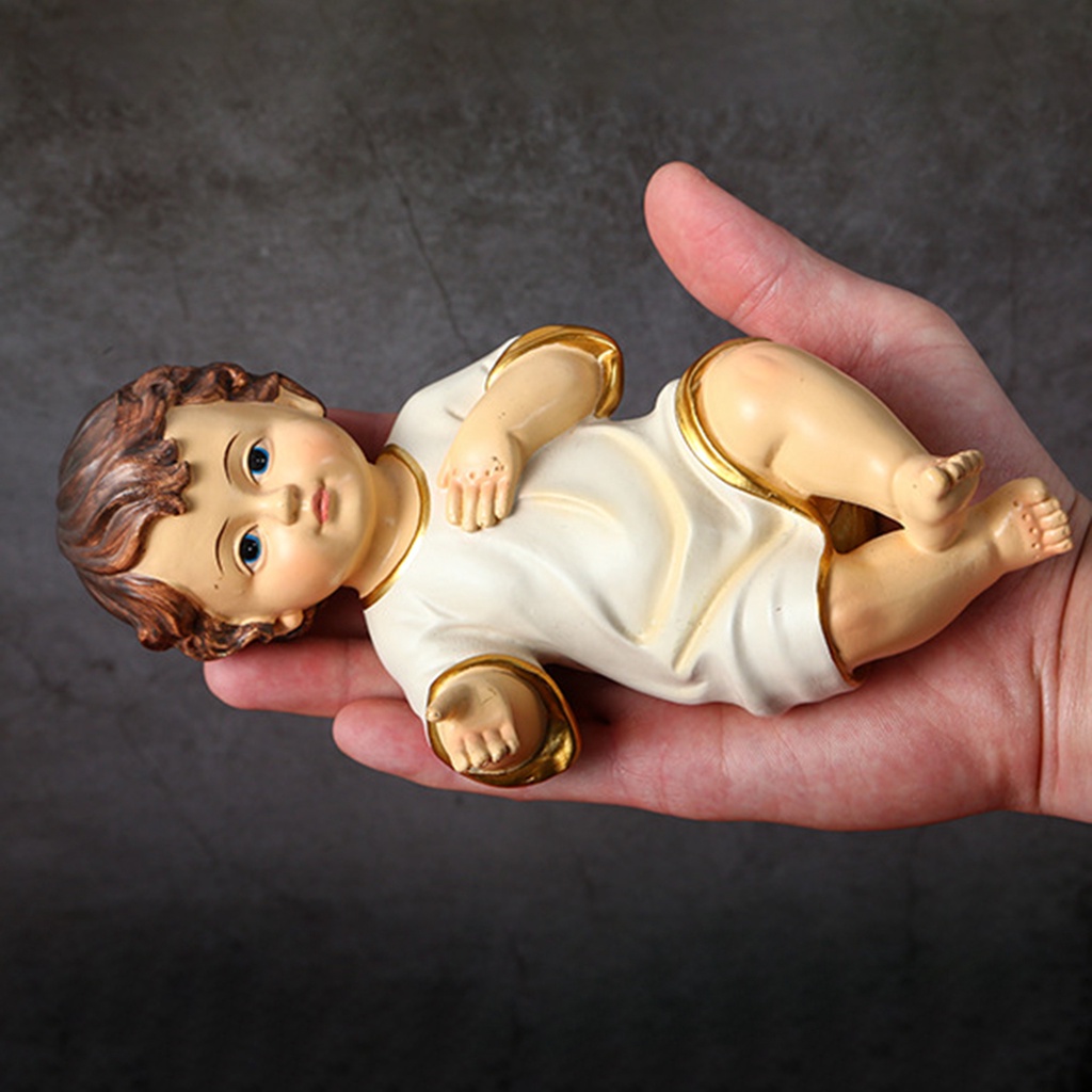 Mô hình Chúa Jesus sơ sinh bằng nhựa resin trang trí nhà cửa dịp lễ giáng sinh