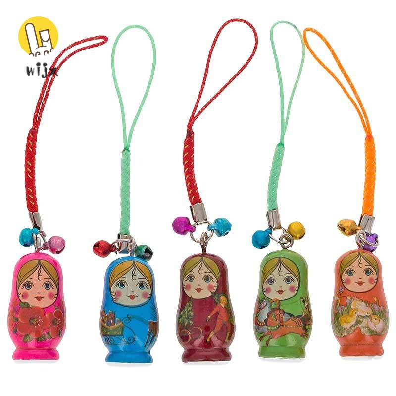 Set 2 / 12 Móc Khóa Hình Búp Bê Nga Matryoshka Bằng Gỗ Thời Trang Mùa Hè Hàn Quốc