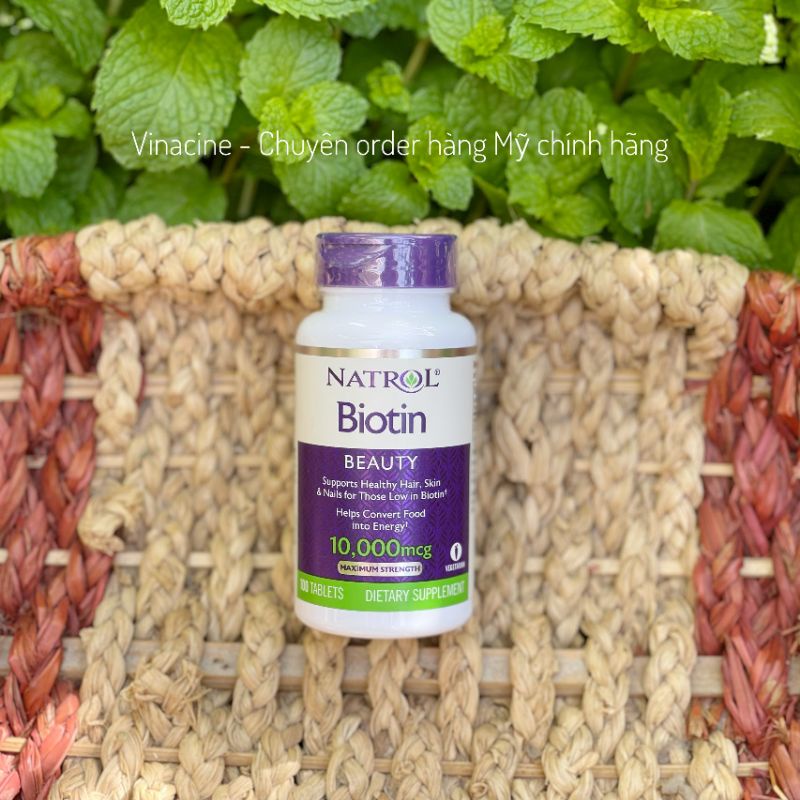 Viên uống ngăn ngừa rụng tóc và mọc tóc Natrol Biotin 10,000mcg Mỹ