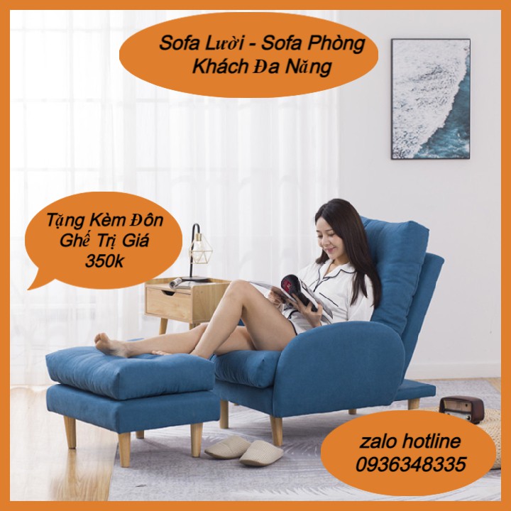 Ghế Sofa Thư Giãn Kiêm Giường Tiện Ích - Ghế Salon Phong Cách Hàn Quốc ( Tặng Kèm 1 Ghế Đôn Gía Trị 300k )