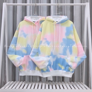 áo hoodie vải nỉ lót bông dày dặn loang màu dệt