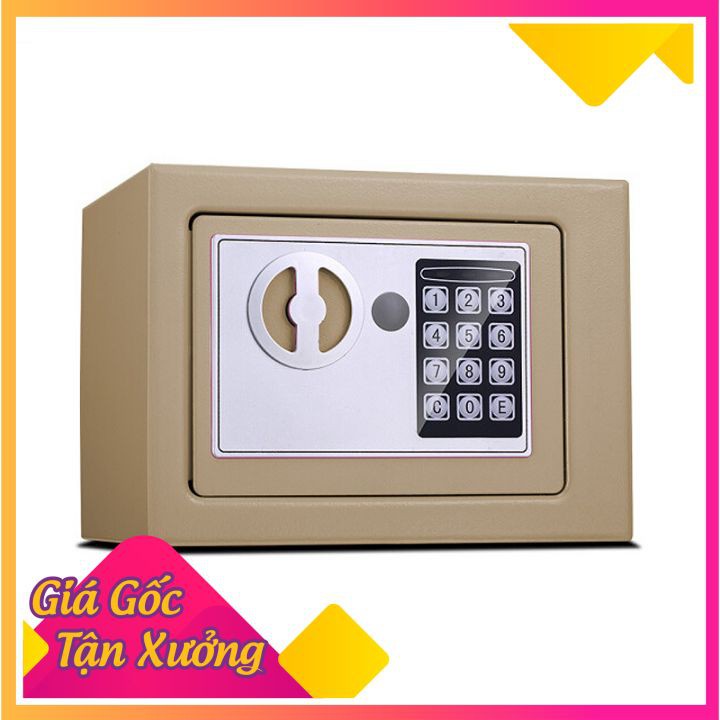 Két Sắt Mini Thông Minh Khóa Điện Tử ✅ FREESHIP ✅ Két Sắt Cỡ Nhỏ Thông Minh 23x17x17cm Màu Vàng Đồng