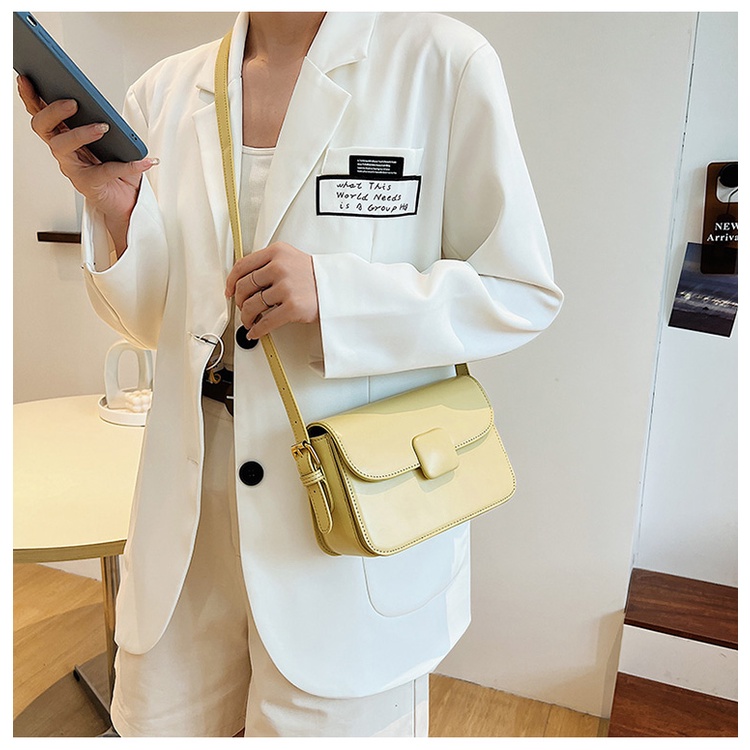 Túi da đeo chéo chữ nhật túi đeo vai nữ dáng trơn basic kèm dây lụa QH060 - Alicehousee