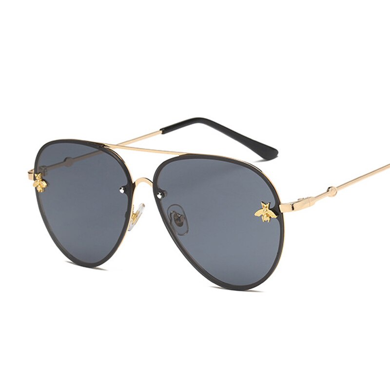 Vintage Bee Pilot Sunglasses Women Luxury Brand Designer Sun Glasses Male Female High Quality Metal Frame Gradient Oculo