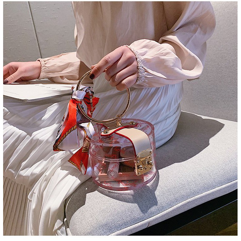 [Hot trend] Túi Cốp Trong Suốt Quấn Khăn Thời Trang Phong Cách Hàn Quốc Trẻ Trung Đáng Yêu Hàng Xịn TKT01 | BigBuy360 - bigbuy360.vn