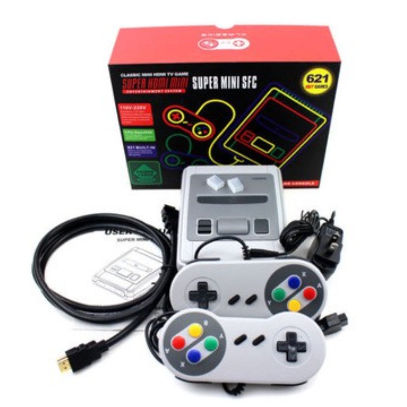 Máy Chơi Game 4 Nút, Máy Chơi Game 621 trò Chơi Retro Mini Tặng Thẻ Nhớ - Cắm Cổng HDMI 2 Người Chơi