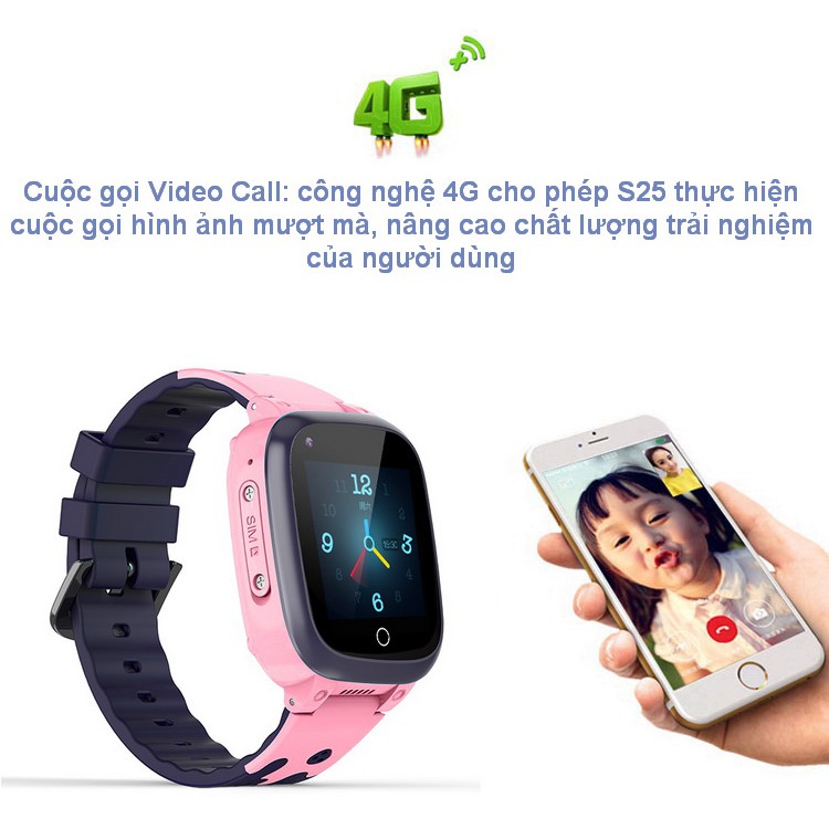 [Siêu sale] Đồng hồ định vị thông minh ecoWatch S25 4G - Video Call - Chống nước - Đen