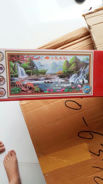 Tranh đính đá phong cảnh lưu thủy sinh tài 160x70-2mx90-220x110cm khổ lớn | BigBuy360 - bigbuy360.vn