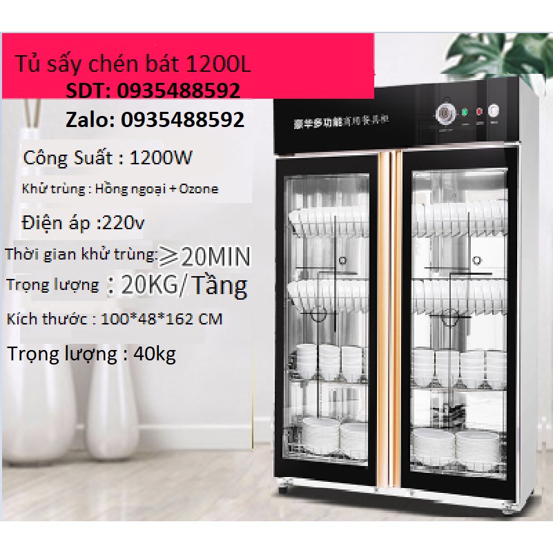 Tủ sấy chén bát công nghiệp 960L . Khử khuẩn UV & Ozone . Bảo hành 1 năm