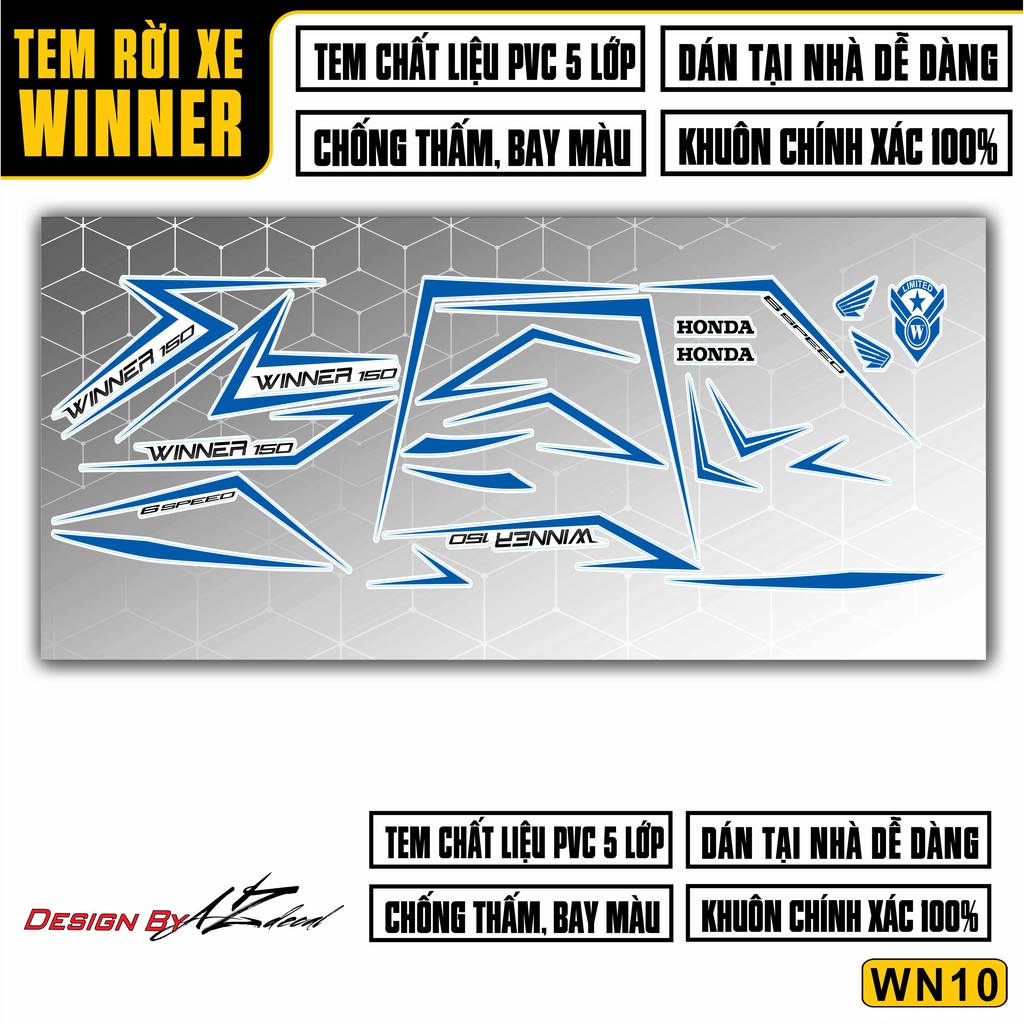 Tem Chỉ Xe Winner 150 | WN10 | Chất Liệu Decal PVC Chống Thấm, Chống Bay Màu, Dễ Dán Tại Nhà