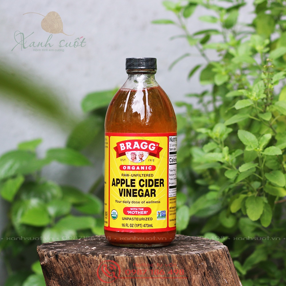 [BRAGG] Giấm Táo Hữu Cơ- Có Giấm Cái- Tốt Cho Tim Mạch, Giảm Cân, Bổ Sung Chất Xơ Và Lợi Khuẩn- Bragg ACV [Xanh Suốt]
