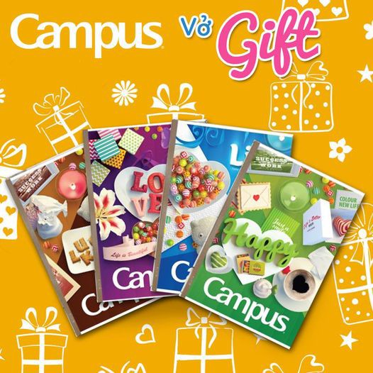 Vở CAMPUS kẻ ngang 80, 120, 200 tr GIFT, tập kẻ ngang GIFT - Cho bé học vui