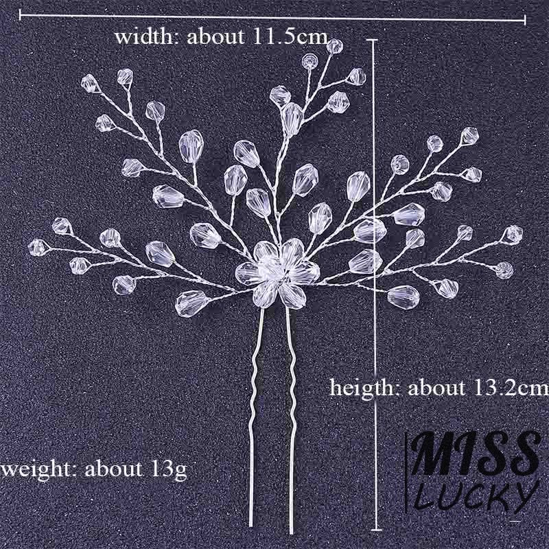 Ghim cài tóc cho cô dâu phong cách Hàn Quốc gắn đá hình bông hoa kích thước 13.2x11.5cm