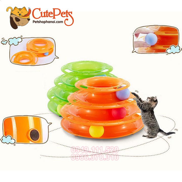 Đồ chơi mèo bóng 3 tầng Dành cho mèo - CutePets Phụ kiện chó mèo Pet shop Hà Nội