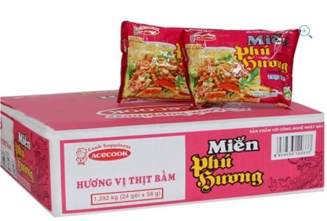 Miến đậu xanh Phú Hương hương vị Thịt bằm 58g (Thùng 24 gói)