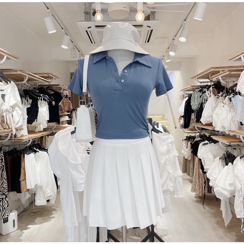 Pass Áo croptop nâu/xanh Chicbae21