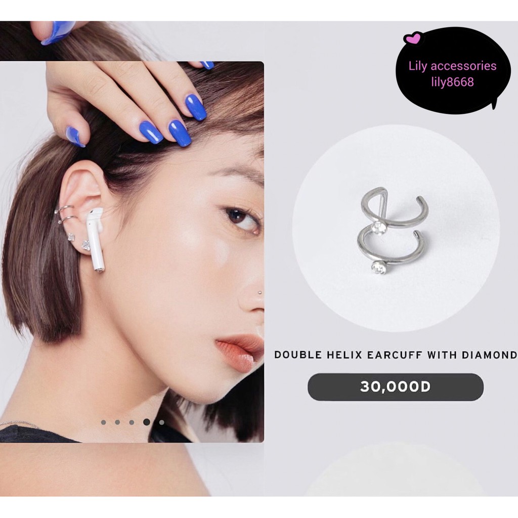 Double Helix Ear Cuff kẹp tai titan đính kim không cần xỏ lỗ không gỉ không đen cho nam nữ Unisex