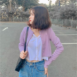 💗 Áo Croptop Tay Dài Cúc Ngực 💗