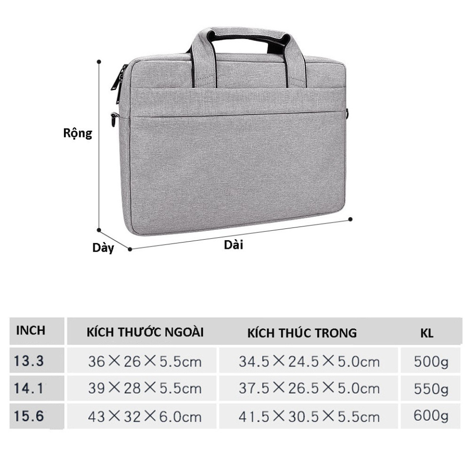 NDA Cặp đựng laptop Laptop, túi chống sốc Macbook nhiều ngăn, chống nước, có tay xách và quai mang 15.6, 14.1,13.3 inch  | BigBuy360 - bigbuy360.vn