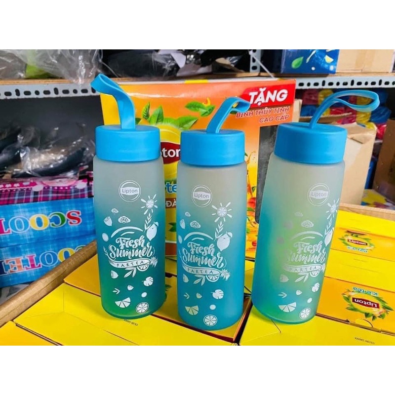 -Bình Nước Thủy Tinh Có Dây Xách ⚡HKM Lipton