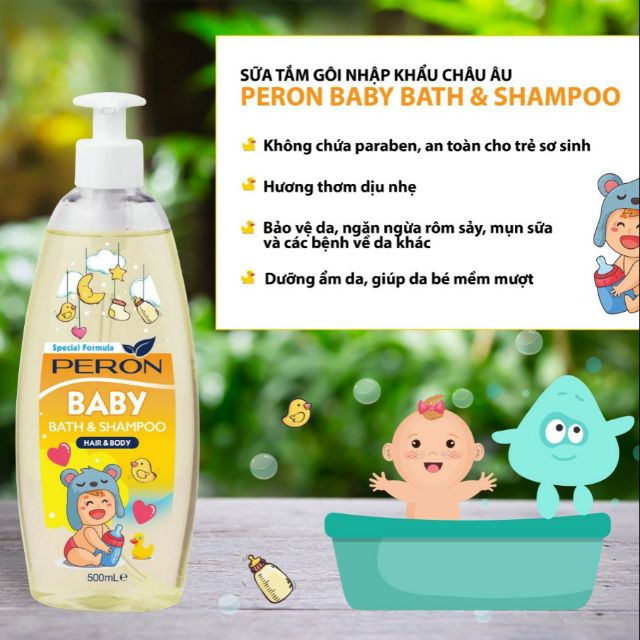 Sữa tắm peron baby nhập khẩu châu âu 500ml