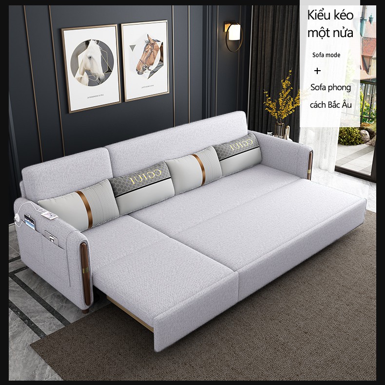 ghế sô pha đa năng có thể kéo thành giường đơn giường đôi cho căn hộ cỡ nhỏ, ghế sofa kiểu Bắc Âu thanh lịch FU362