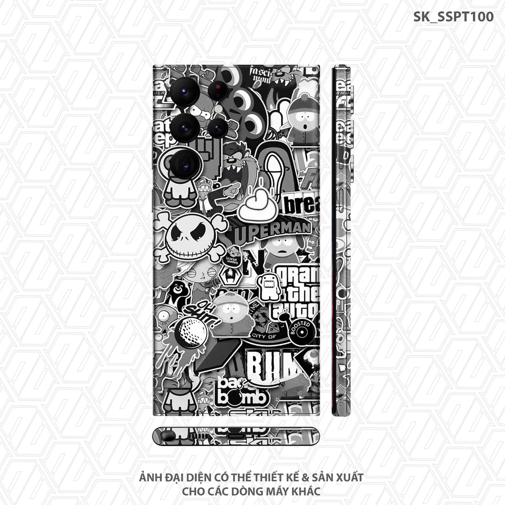 Miếng Dán Skin Partern BOM Black White Samsung Note 20 Ultra |SK_SSPT100| Dán Full Lưng Viền Máy, Chất Liệu Chính Hãng