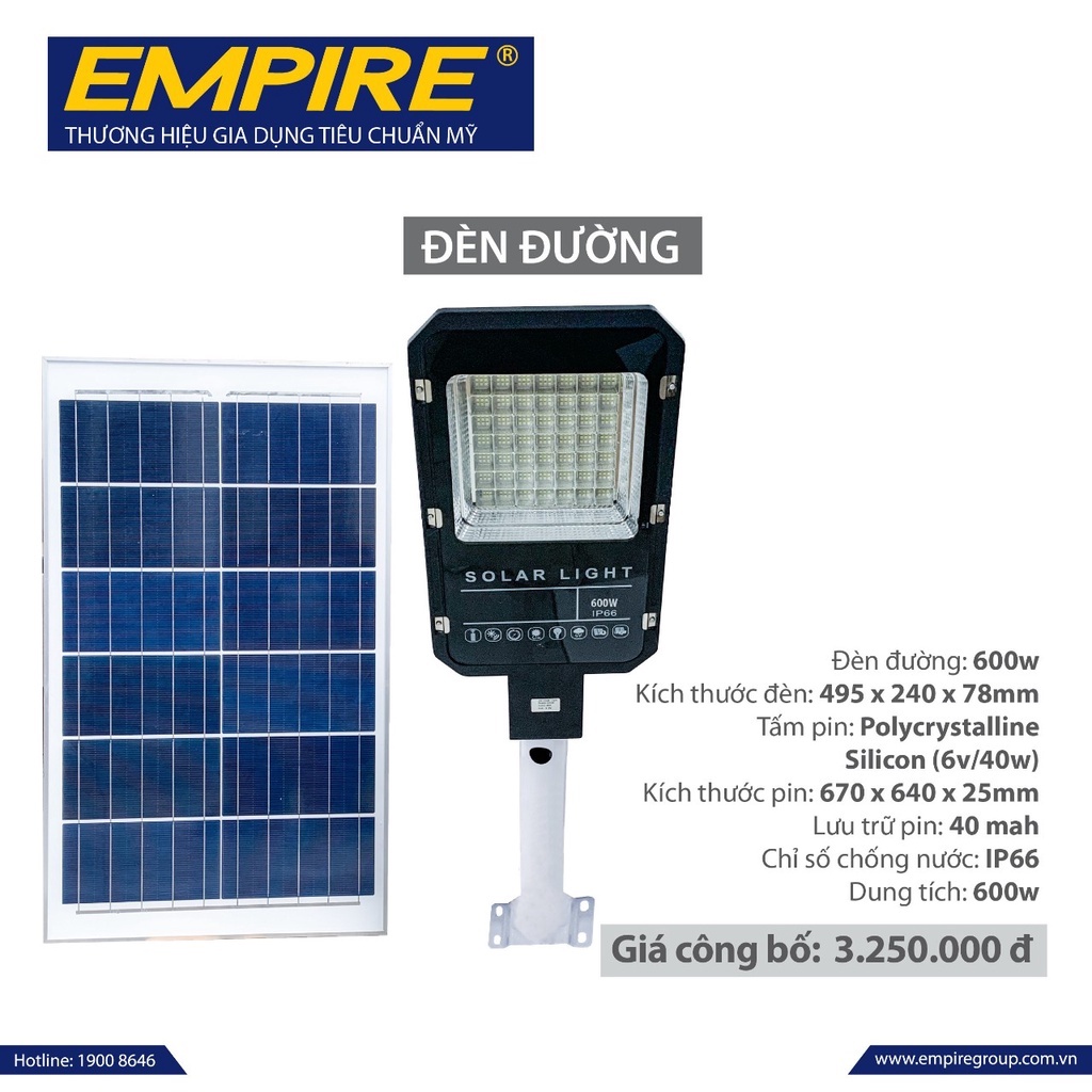 Đèn chiếu sáng năng lượng mặt trời 500w 600w Empire đèn ngoài trời, đèn đường, đèn sân vườn