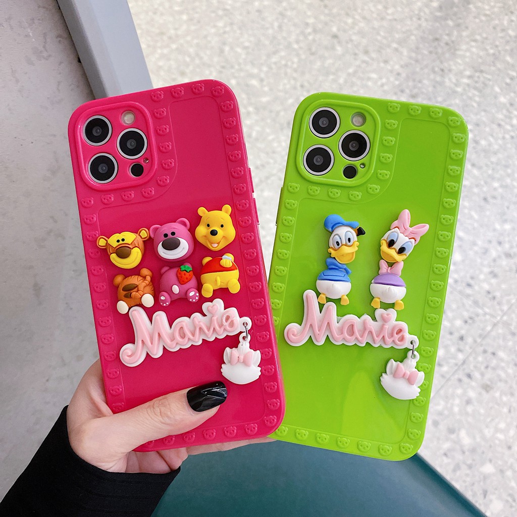 Ốp Điện Thoại In Hình Gấu Winnie The Pooh / Dâu Tây / Vịt Donald 3d Cho Iphone 12 Pro Max 11 Pro Max 7 8 Plus X Xs Max Xr