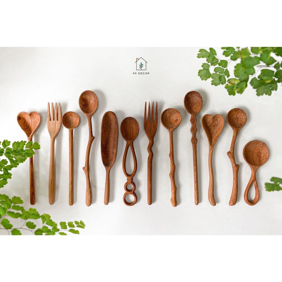 Muỗng - Thìa Gỗ Tự Nhiên Deccor Phụ Kiện Trang Trí Bàn Ăn- Wooden Spoon