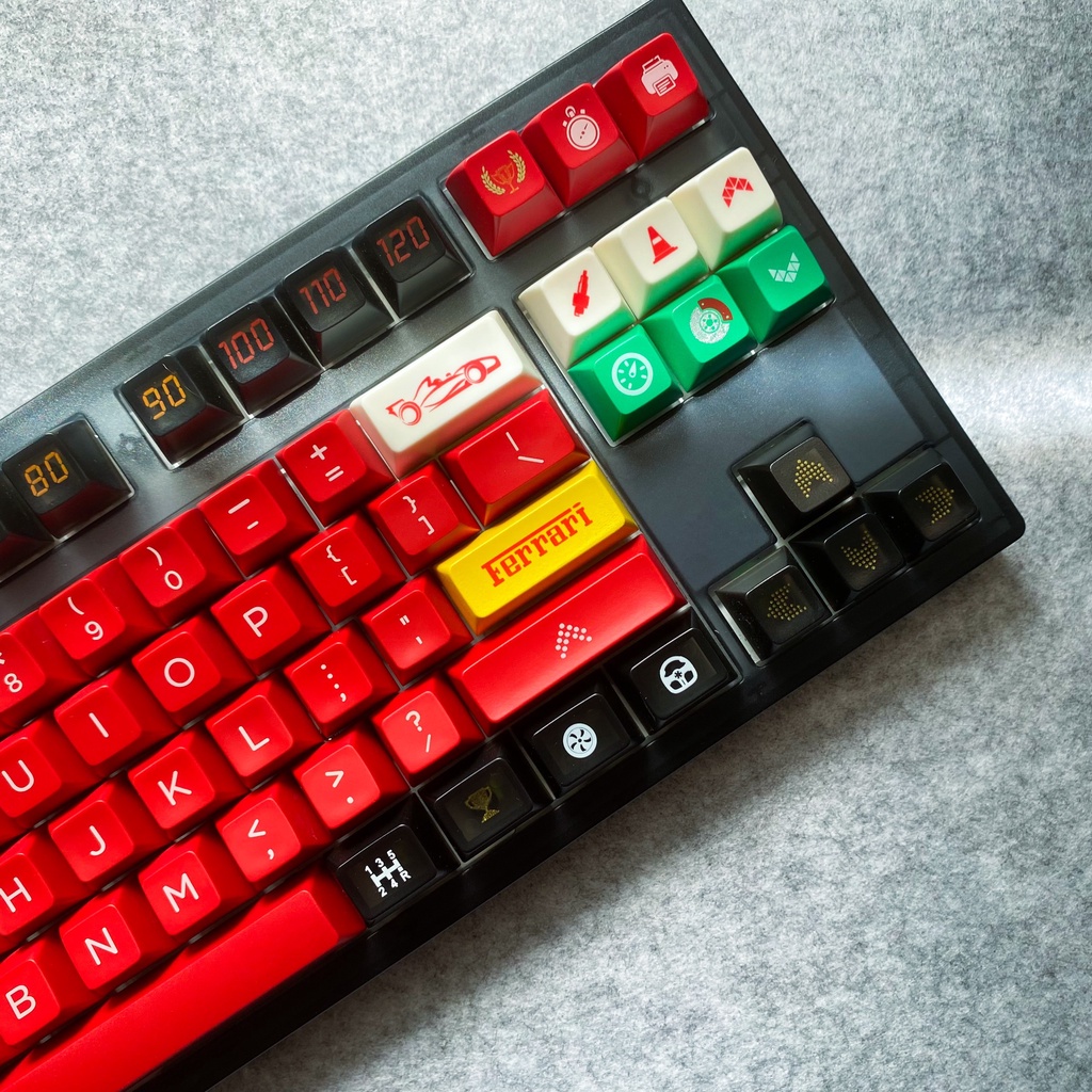 Bộ keycap Ferrari Racing SA profile tráng men cho bàn phím cơ tặng kèm miếng kê tay bàn phím - Kicap