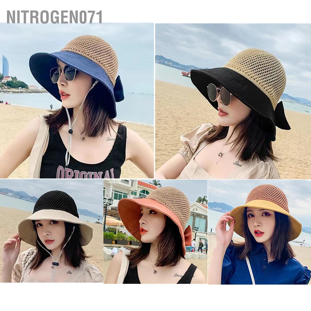 Nitrogen071 Mũ Xô mùa hè Thiết kế thời trang Có thể gập lại Di động Thoải mái ở Bãi biển Rỗng chống nắng cho phụ nữ