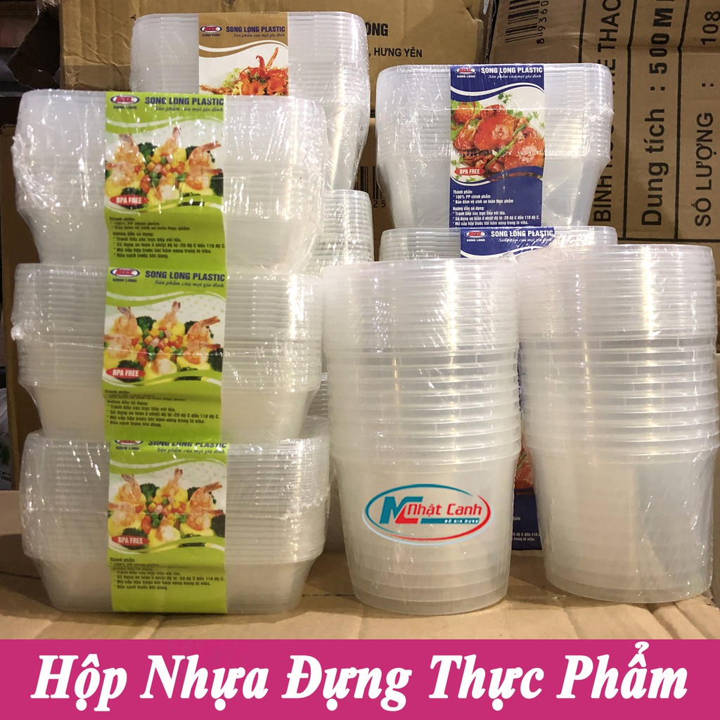 Combo 10 Hộp Nhựa Đựng Thực Phẩm Chữ Nhật - Tròn Dùng Được Cho Lò Vi Sóng Có Nắp Đạy | BigBuy360 - bigbuy360.vn