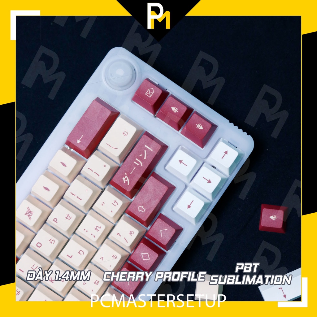 Keycap pbt Darling Song Ngữ Cherry profile in 5 mặt chuyển nhiệt cao cấp 129 phím của PCmaster