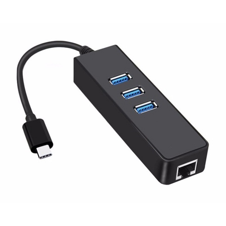 Hub Type C ra 1 cổng Lan + 3 cổng Usb 3.0 - Hub Type C