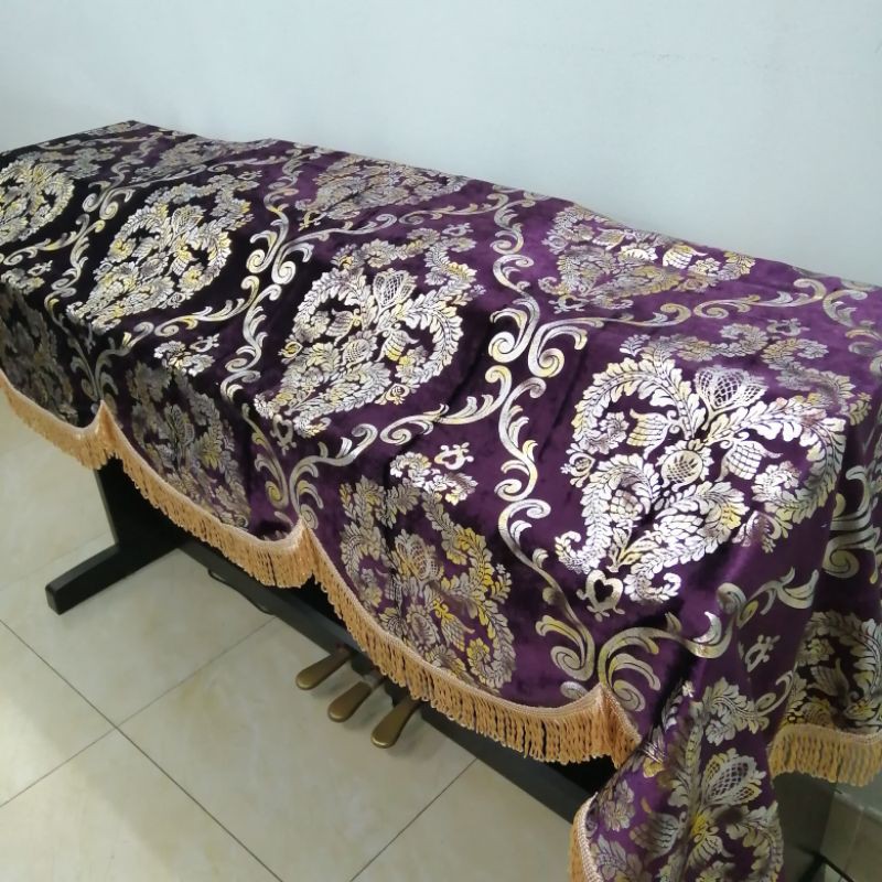 Khăn phủ đàn Piano điện màu tím họa tiết Châu Âu