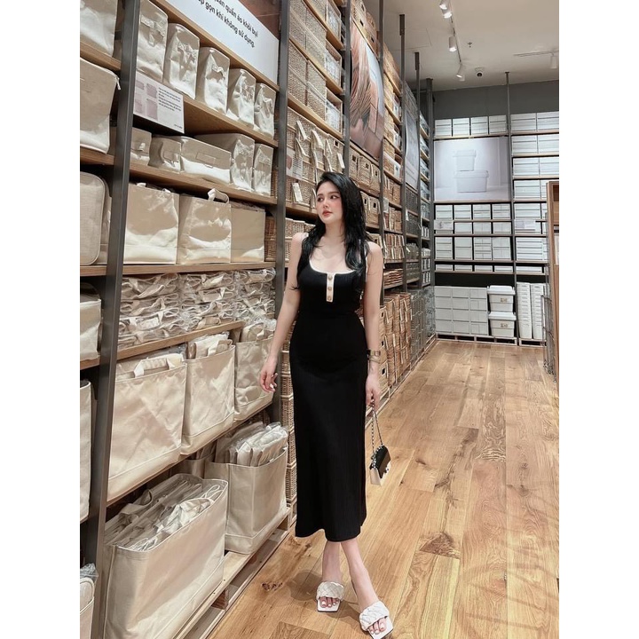 Đầm Viền 2 Dây Phối Cúc Ngực Chất Thun Gân Xương Cá Thích Hợp Mặc Đi Tiệc Đi Làm Đi Chơi Phù Hợp Với Mọi Phong Cách