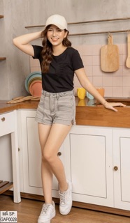 Áo thun nữ trơn cổ tròn