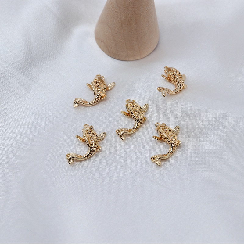 Khuyên Tai Cá Chép Ba Chiều Bằng Đồng Mạ Vàng 18K DIY