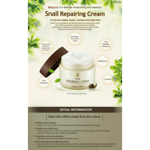 (Hàng Mới Về) Kem Dưỡng Da Tinh Chất Ốc Sên 50g / [SECRETKEY] Snail Repairing Cream 50g