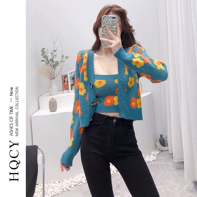 Set cardigan hoa 2 chi tiết Forgirl tiểu thư dịu dàng