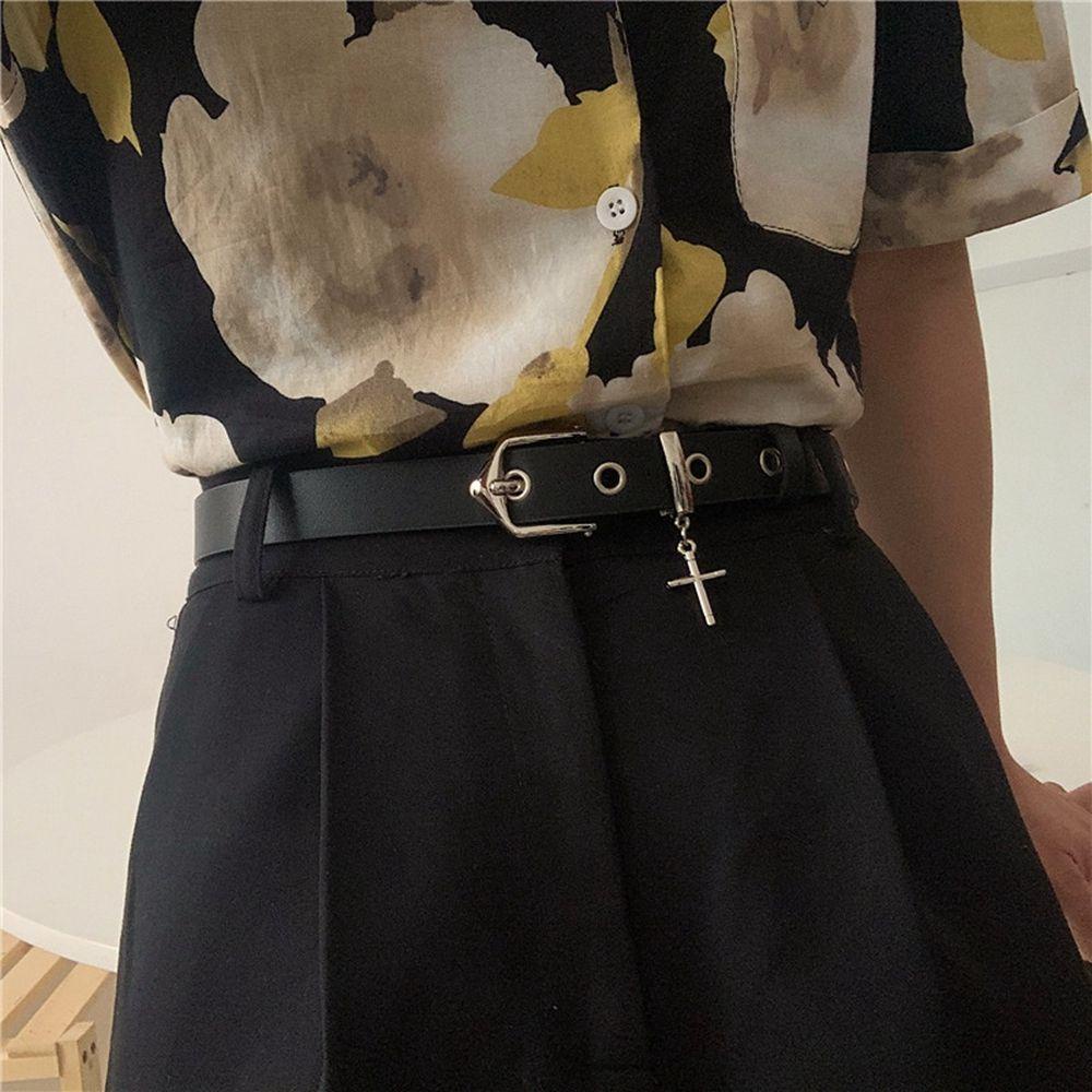 Thắt Lưng Da PU Khóa Kim Loại Phong Cách Harajuku Hàn Quốc