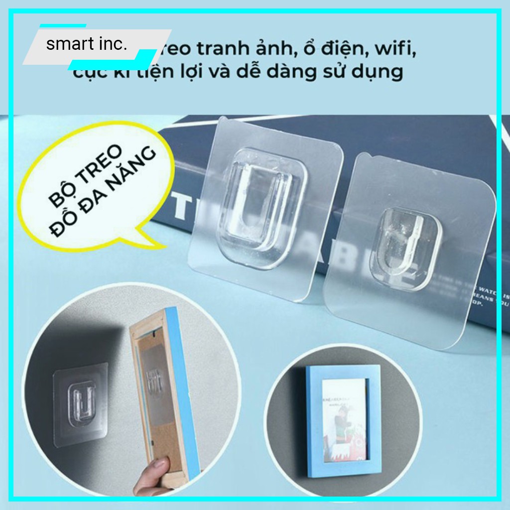 Móc Dán Treo Đồ Đỡ Ổ Cắm Điện Tranh Ảnh Cục Phát Wifi Miếng Dán Gắn Tường Đa Năng Siêu Dính Chắc Trong Suốt Chịu Lực