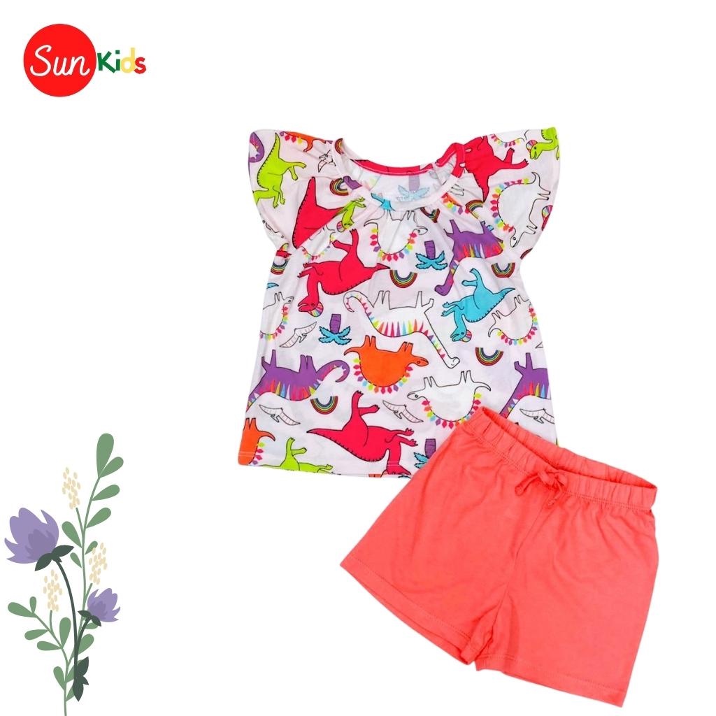 Đồ bộ thun bé gái, đồ bộ trẻ em chất cotton, có nhiều màu, size 18/24-5/6 tuổi - SUNKIDS