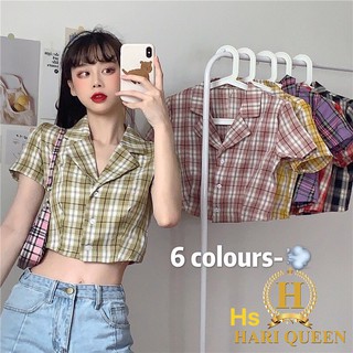 Áo kẻ cổ véc croptop HSU0620