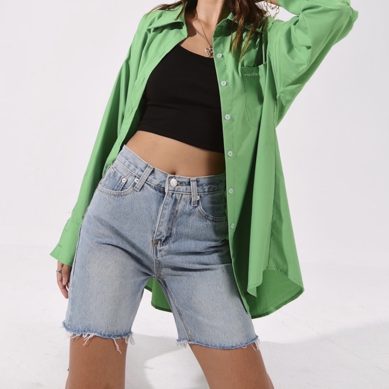 Quần jeans lửng ngố biker short jeans gấu cắt Mia Ritta J469 ảnh thật