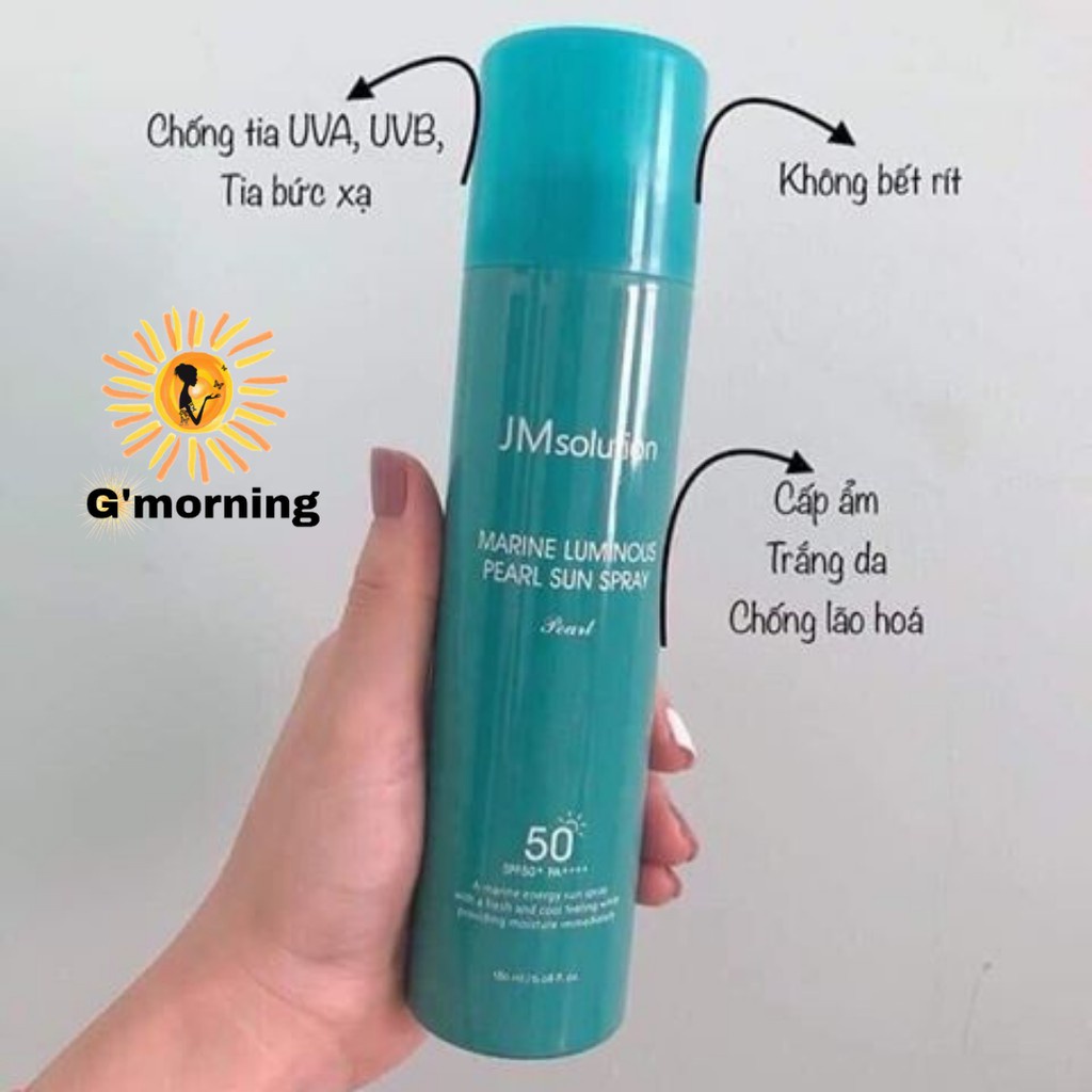 Xịt Chống Nắng Jm Solution Marune Luminious Sun Pray SPF50+ loại màu xanh hồng Hàn Quốc