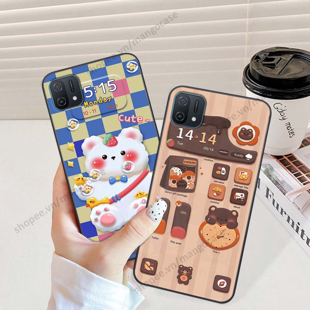 Ốp lưng Oppo A16k hình gấu, thỏ, đồng hồ cute dễ thương
